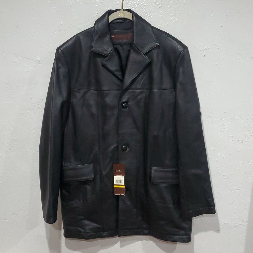 Vintage NWT Perry Ellis Black Leather Jacket